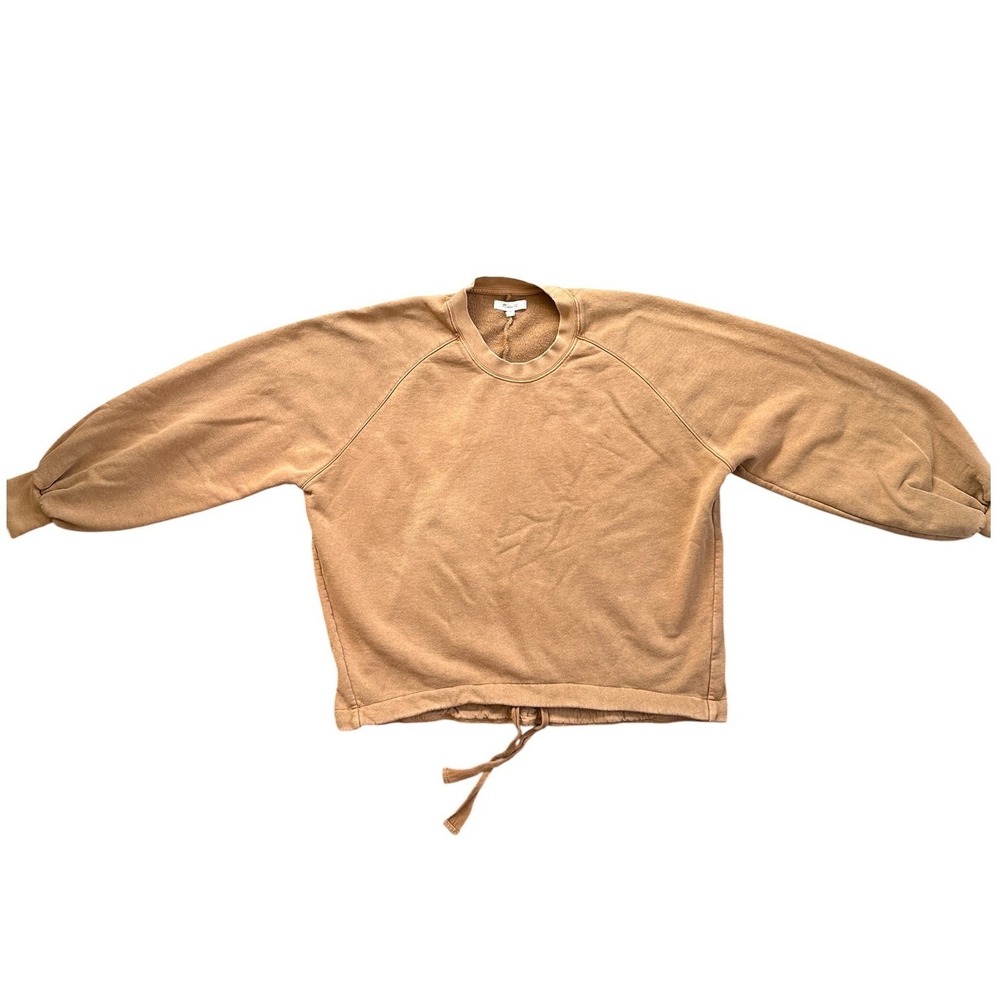 Madewell Drawstring Sweatshirt Wmns S Camel Brown Balloon Sleeve J4305 Excellent
